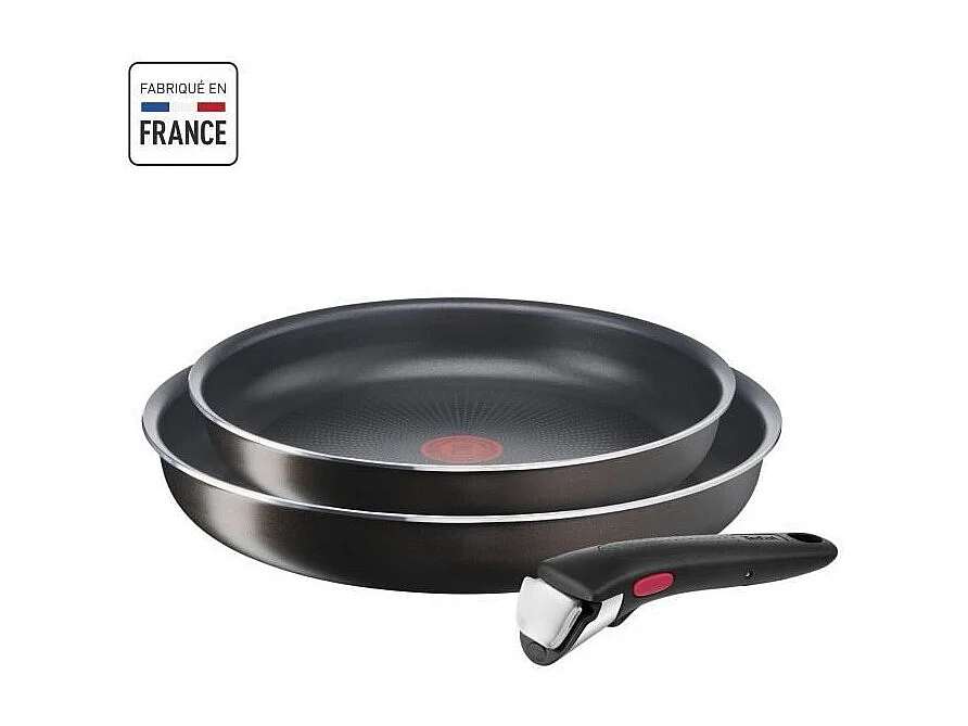 Poêles Tefal Ingenio Easy Plus 24/28 cm antiadhésives, poignée amovible, non induction, fabriquées en France