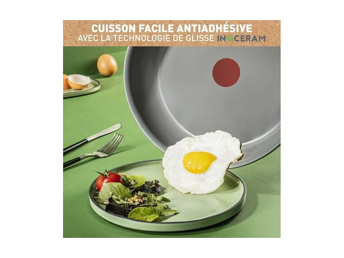 TEFAL INGENIO Renew Poele 28 cm, Induction, Revetement céramique antiadhésif, Compatible lave-vaisselle, Fabriqué en France L