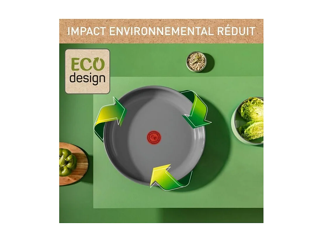 TEFAL INGENIO Renew Poele 28 cm, Induction, Revetement céramique antiadhésif, Compatible lave-vaisselle, Fabriqué en France L