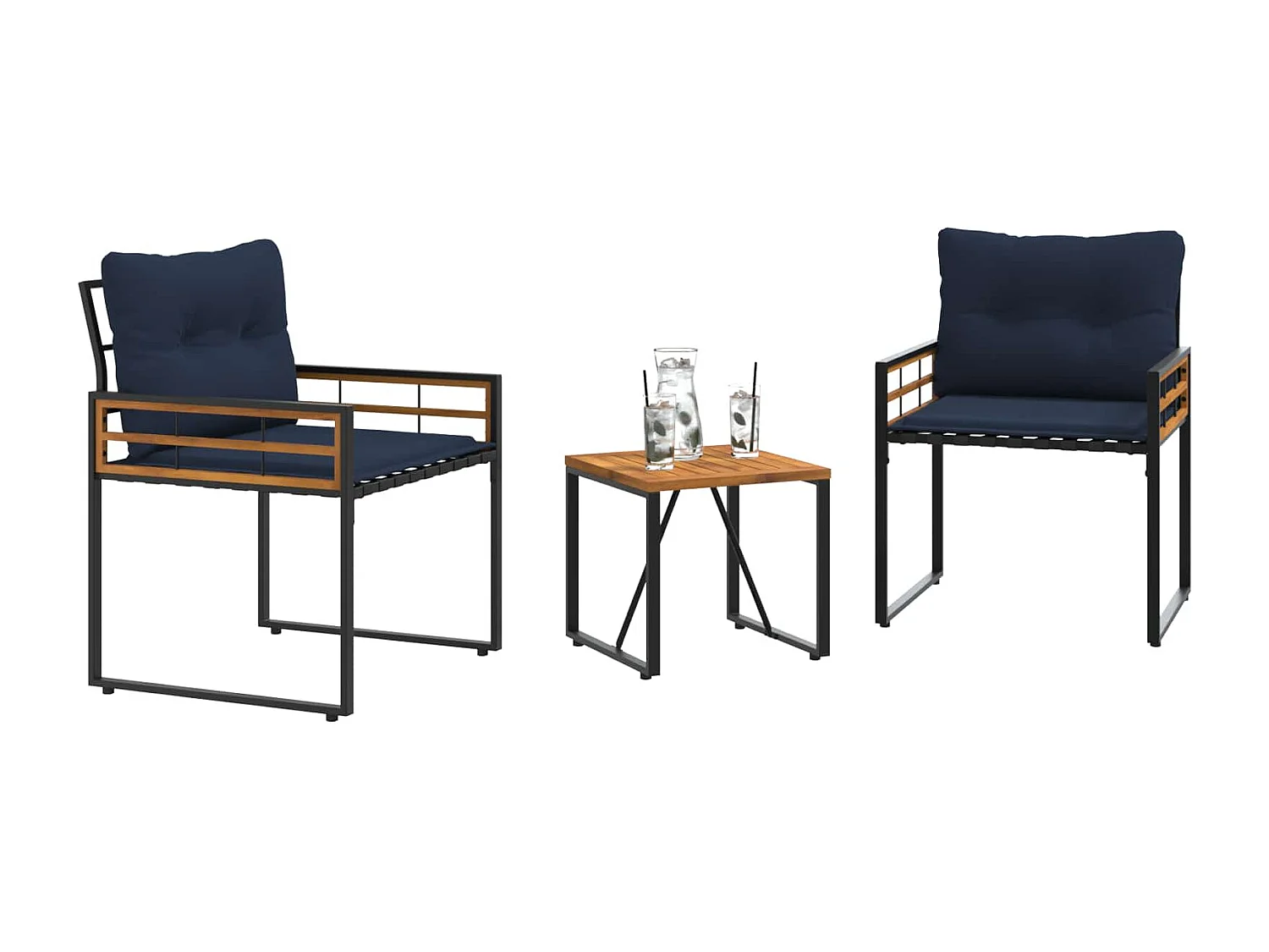 Juego de muebles de exterior con cojín 3 pcs Azul Marino