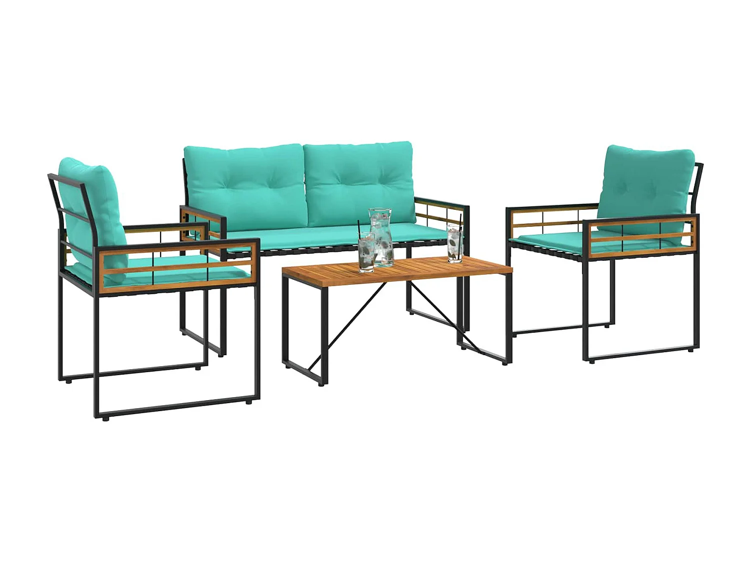 Juego de muebles de exterior con cojín 4 pcs Tuquesa