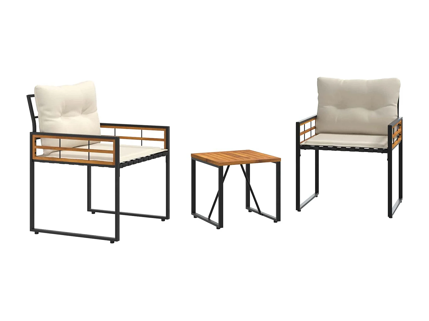 Juego de muebles de exterior con cojín 3 pcs Crema