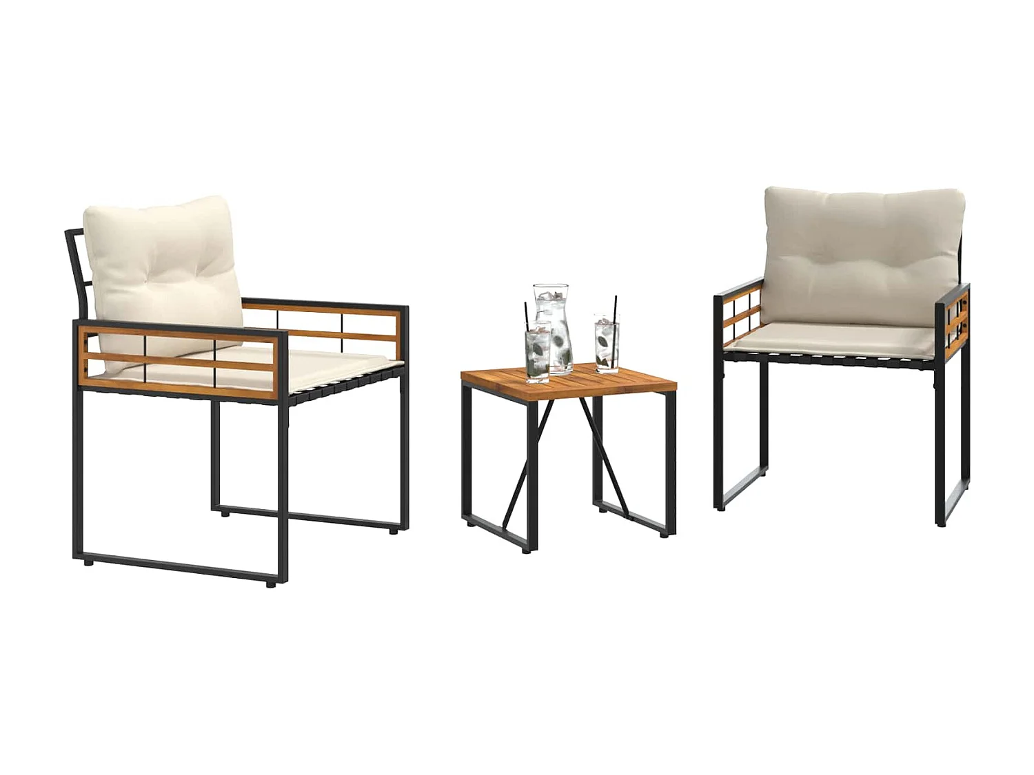 Juego de muebles de exterior con cojín 3 pcs Crema