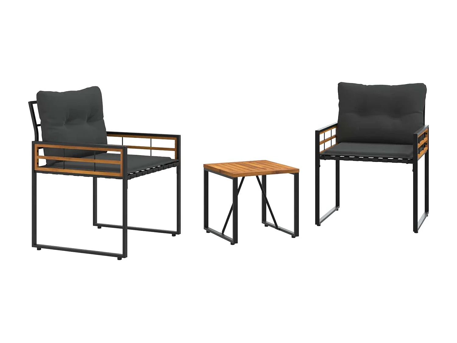 Juego de muebles de exterior con cojín 3 pcs Gris Oscuro