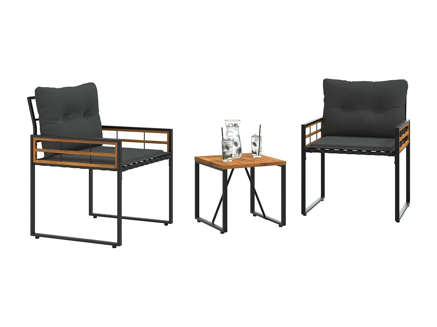 Juego de muebles de exterior con cojín 3 pcs Gris Oscuro