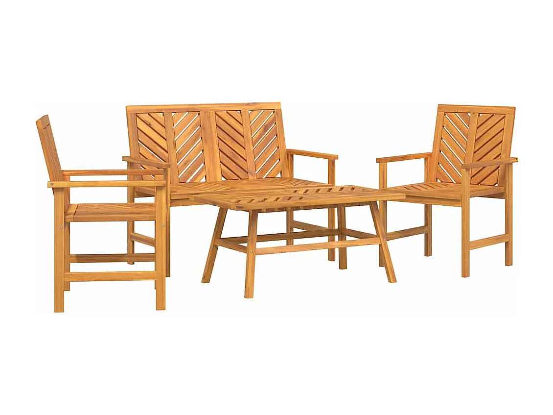 Ensemble de salon de jardin 4 pièces Marron Bois d'Acacia Massif