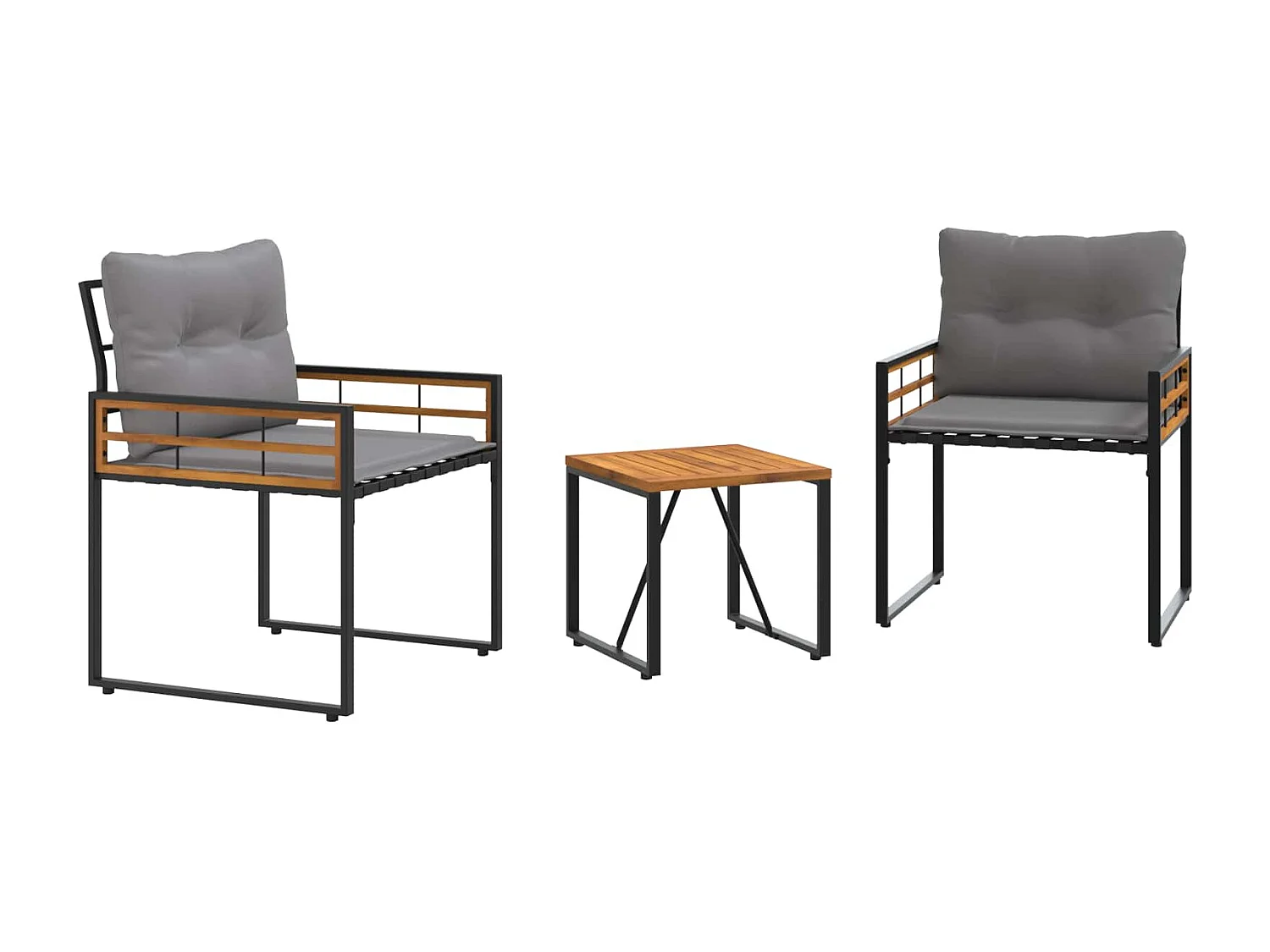 Juego de muebles de exterior con cojín 3 pcs Gris Claro