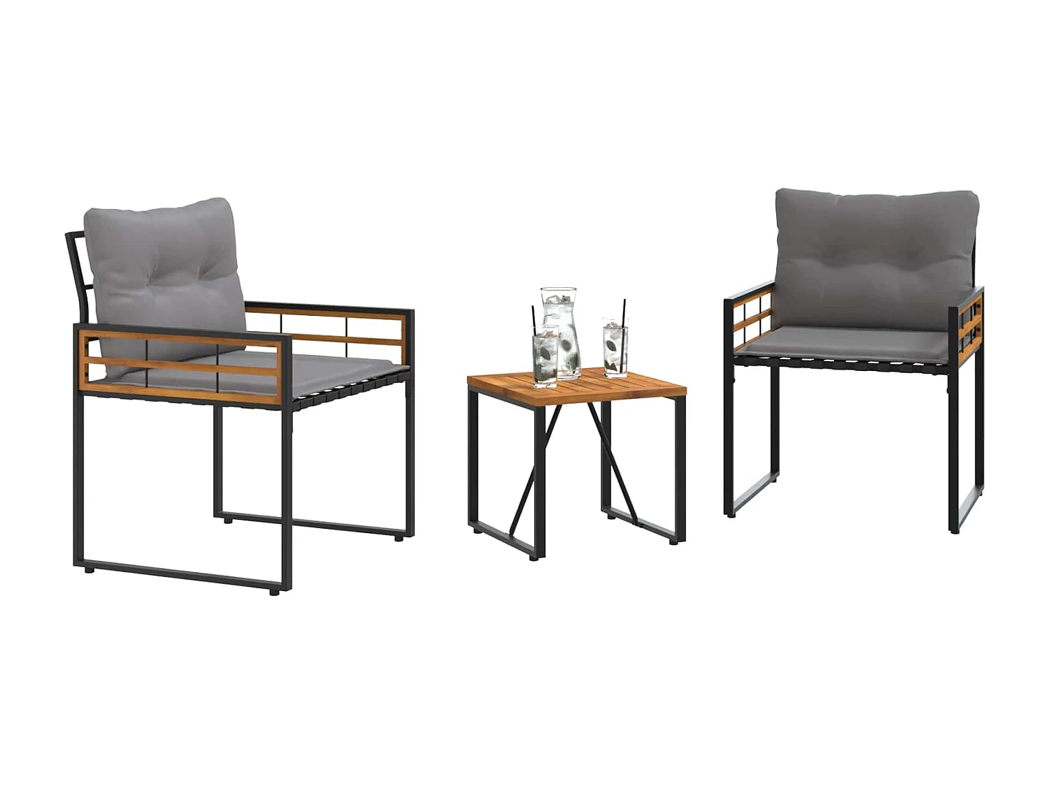 Juego de muebles de exterior con cojín 3 pcs Gris Claro