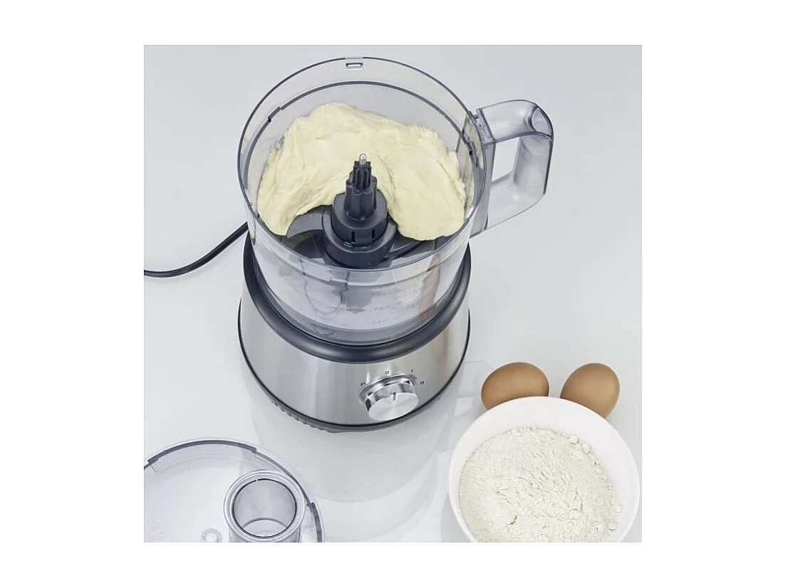 Multifunktions-Küchenmaschine SEVERIN KM3892 1200W Edelstahl/Schwarz mit 1,5L Mixer, 3 2-in-1 Scheiben, Gewürzmühle und Knethaken