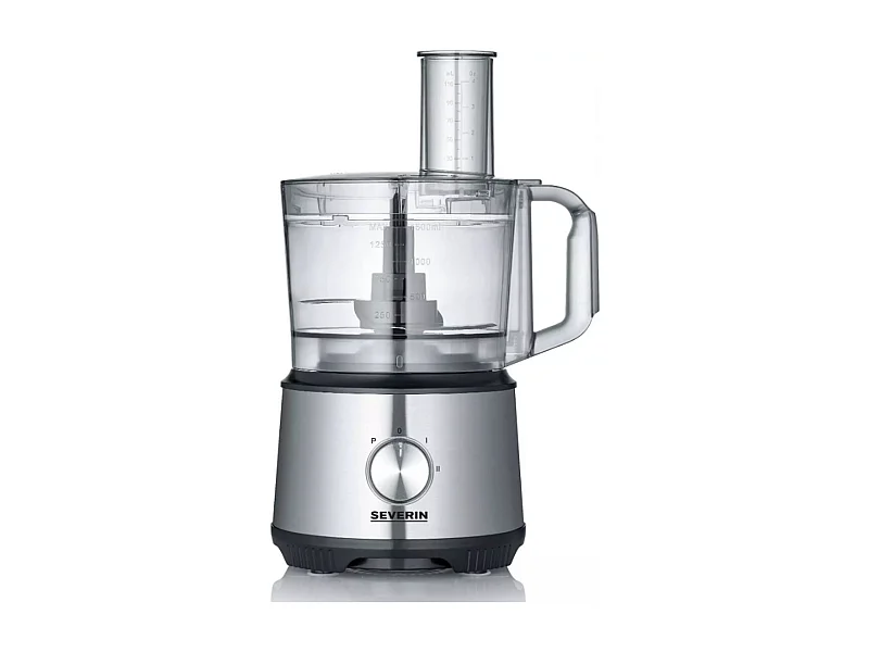 Multifunktions-Küchenmaschine SEVERIN KM3892 1200W Edelstahl/Schwarz mit 1,5L Mixer, 3 2-in-1 Scheiben, Gewürzmühle und Knethaken