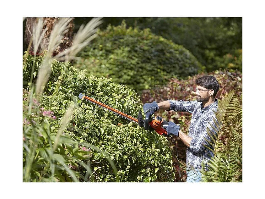 Elektrischer Heckenschere mit Kabel Black+Decker BEHTS451 60cm 550W diamantgeschliffene Doppelklinge, ergonomisch und sicher