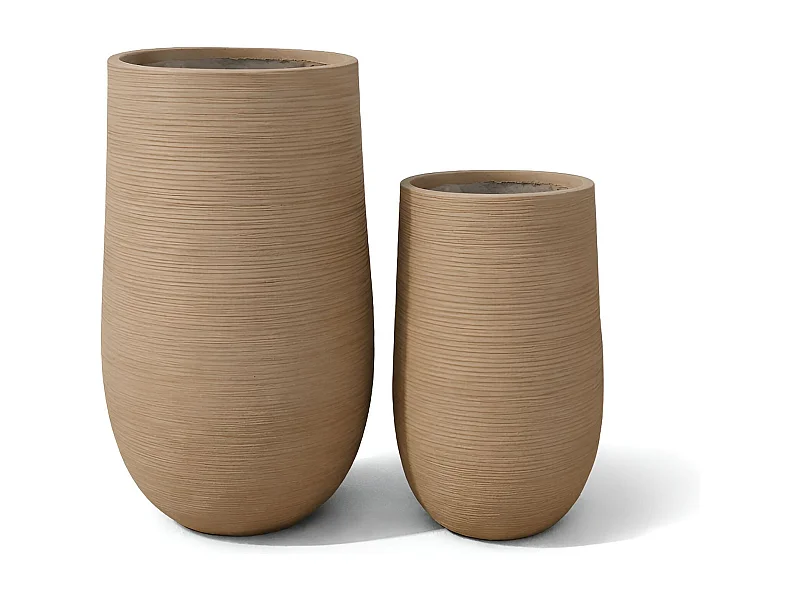 Now's Home - Set De 2 Pots Ronds Haut En Fibre D'argile Terre Cuite  Ht55/75 Comporta