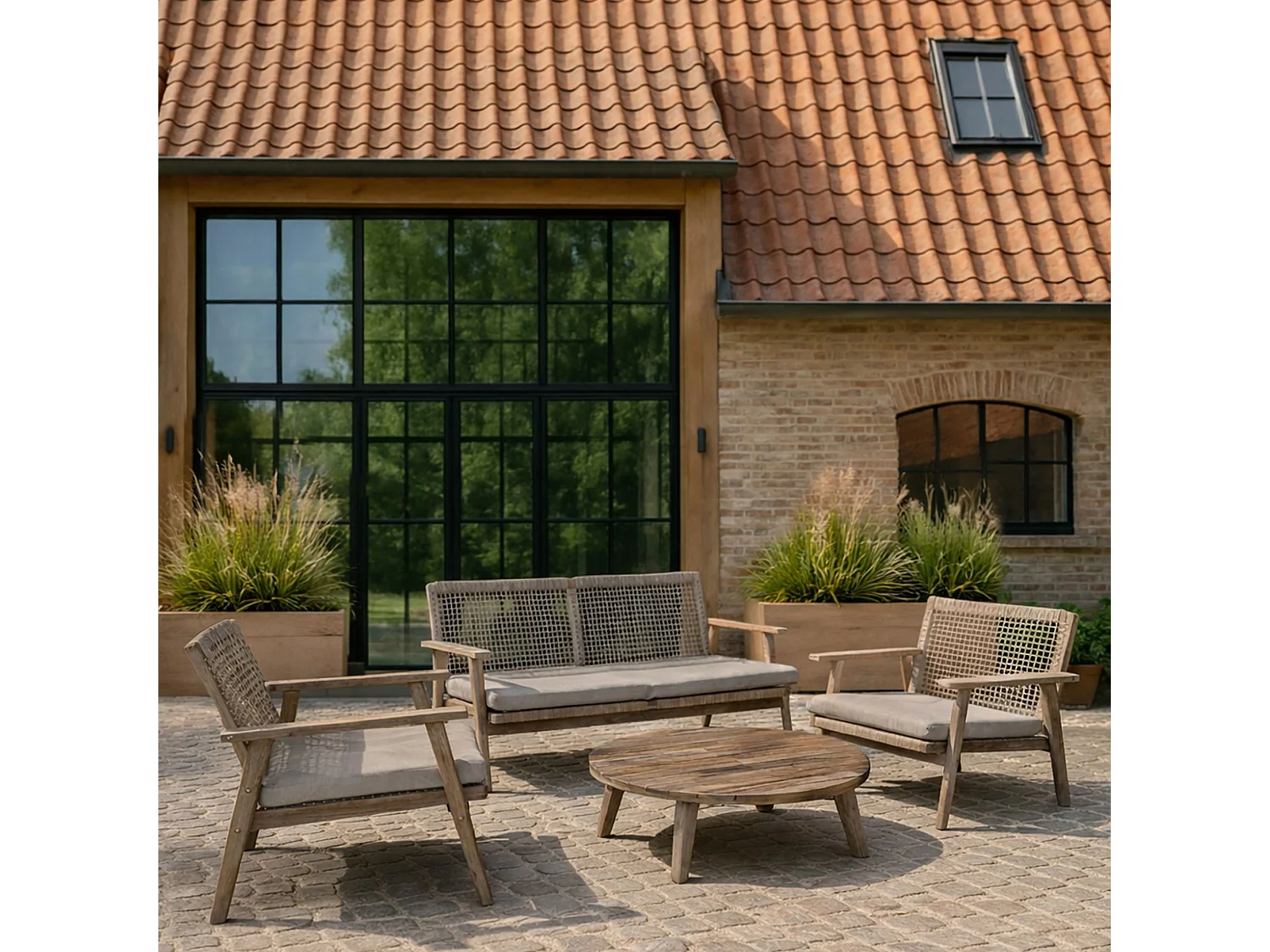 Now's Home - Set De 2 Pots Rectangles En Fibre D'argile Terre Cuite Ht37/47cm Comporta