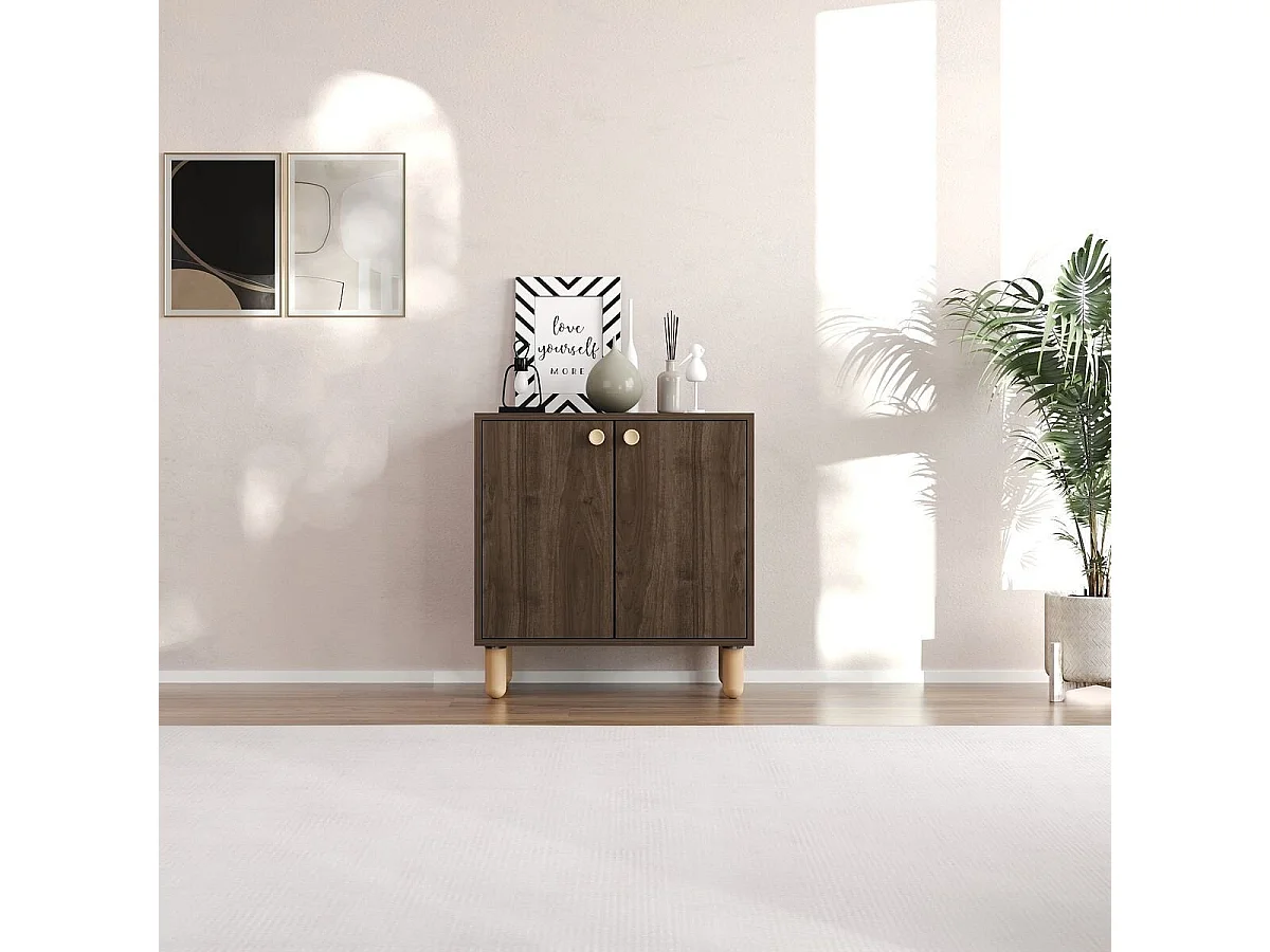 Petit buffet 2 portes avec pieds en hêtre massif L72 cm - LINA