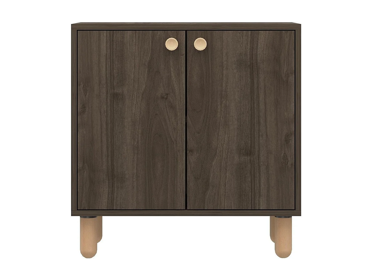 Kleines Buffet mit 2 Türen und Füßen aus massivem Buchenholz, L72 cm - LINA