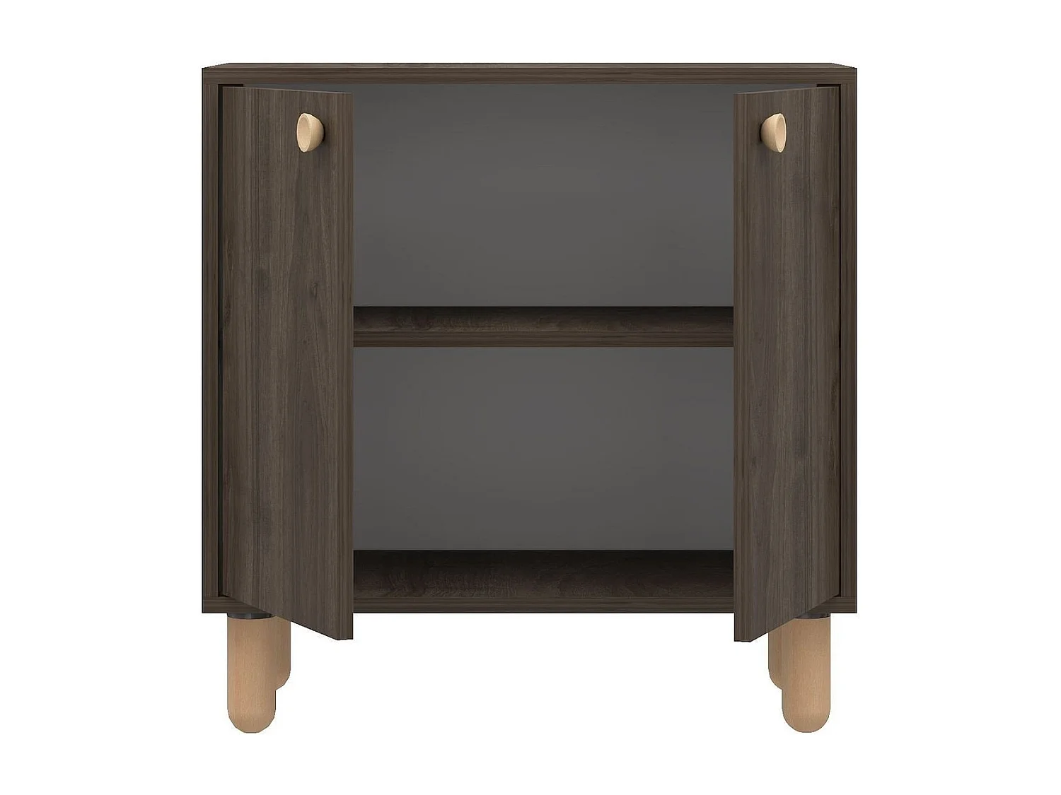 Kleines Buffet mit 2 Türen und Füßen aus massivem Buchenholz, L72 cm - LINA