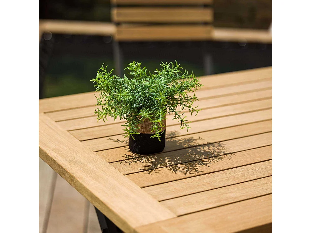 Ensemble table à manger en alu/teck, avec 1 banc et 2 chaises Porto-Rico - 4 places - Jardiline