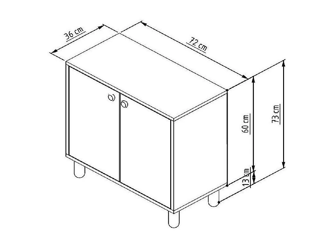Petit buffet 2 portes avec pieds en hêtre massif L72 cm - LINA