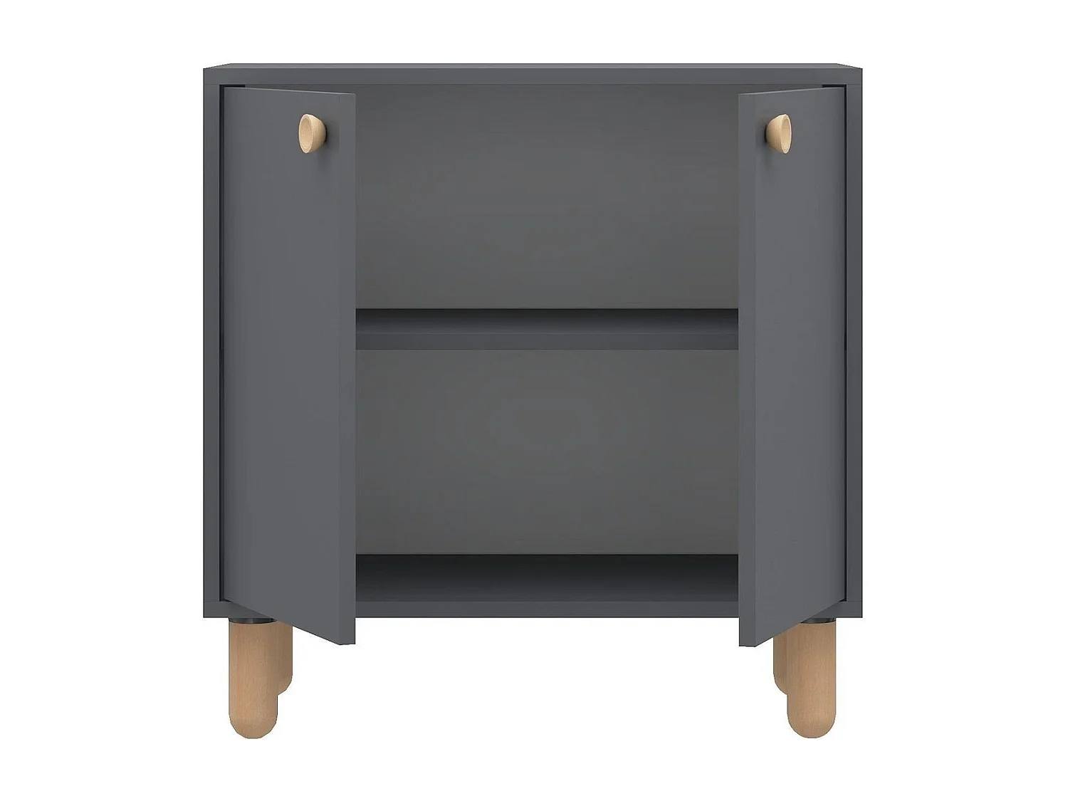 Kleines Buffet mit 2 Türen und Füßen aus massivem Buchenholz, L72 cm - LINA