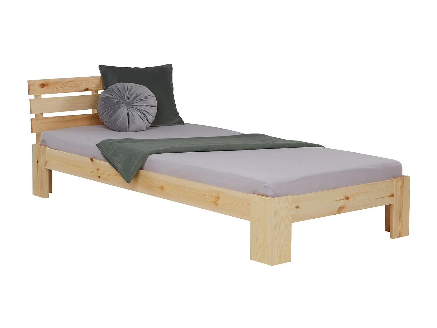 Lit simple une personne bois marron 94.5 x 204.5 x 66.7 cm LIT06228