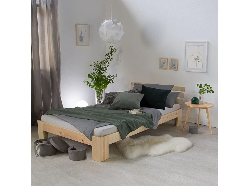 Lit simple une personne bois marron 94.5 x 204.5 x 66.7 cm LIT06228