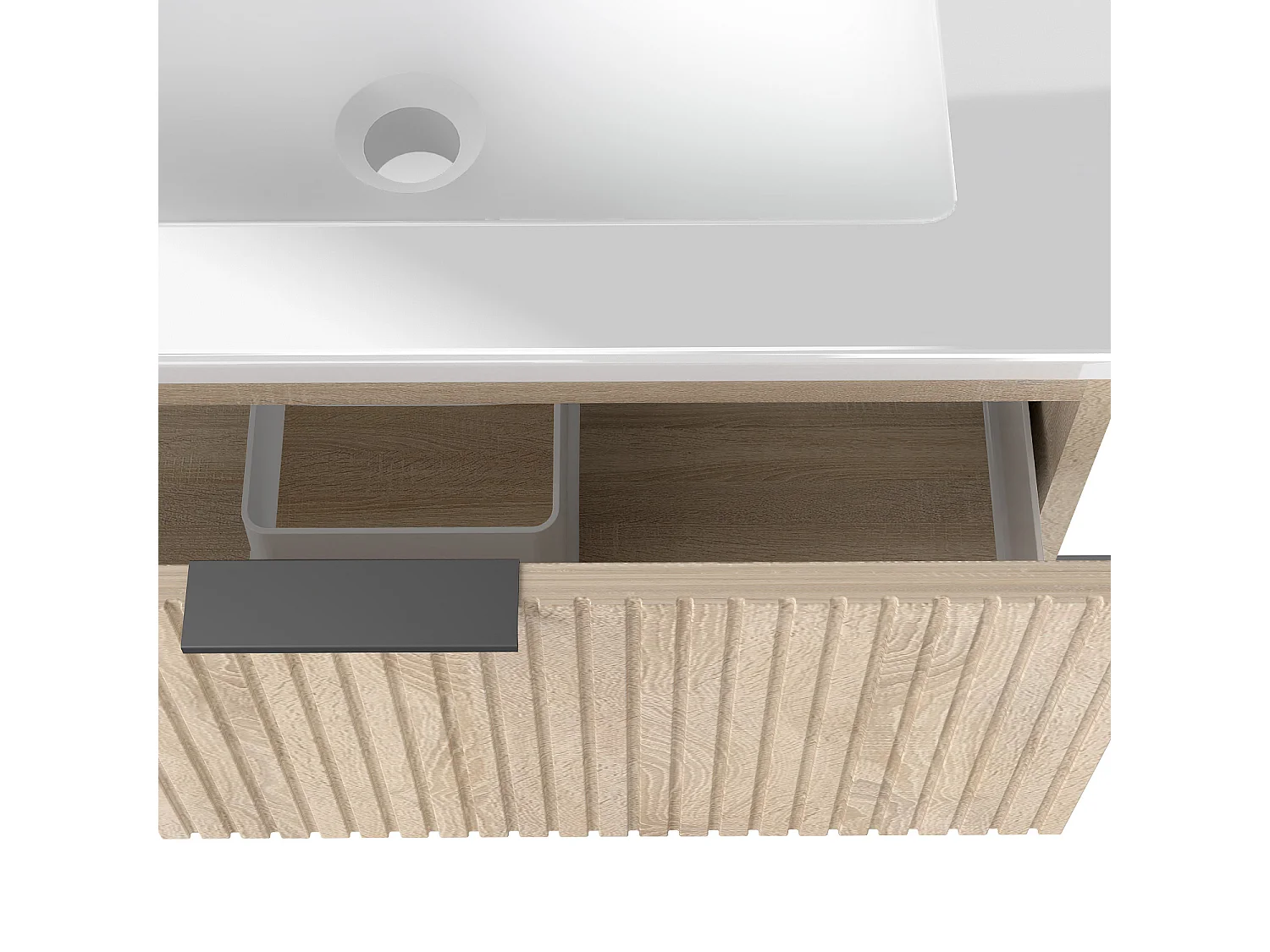 AICA Mueble de Baño con Lavabo,60 x 38.5 x 52 cm, 2 Cajones, Altura 52 cm,Color Roble, Estilo Moderno