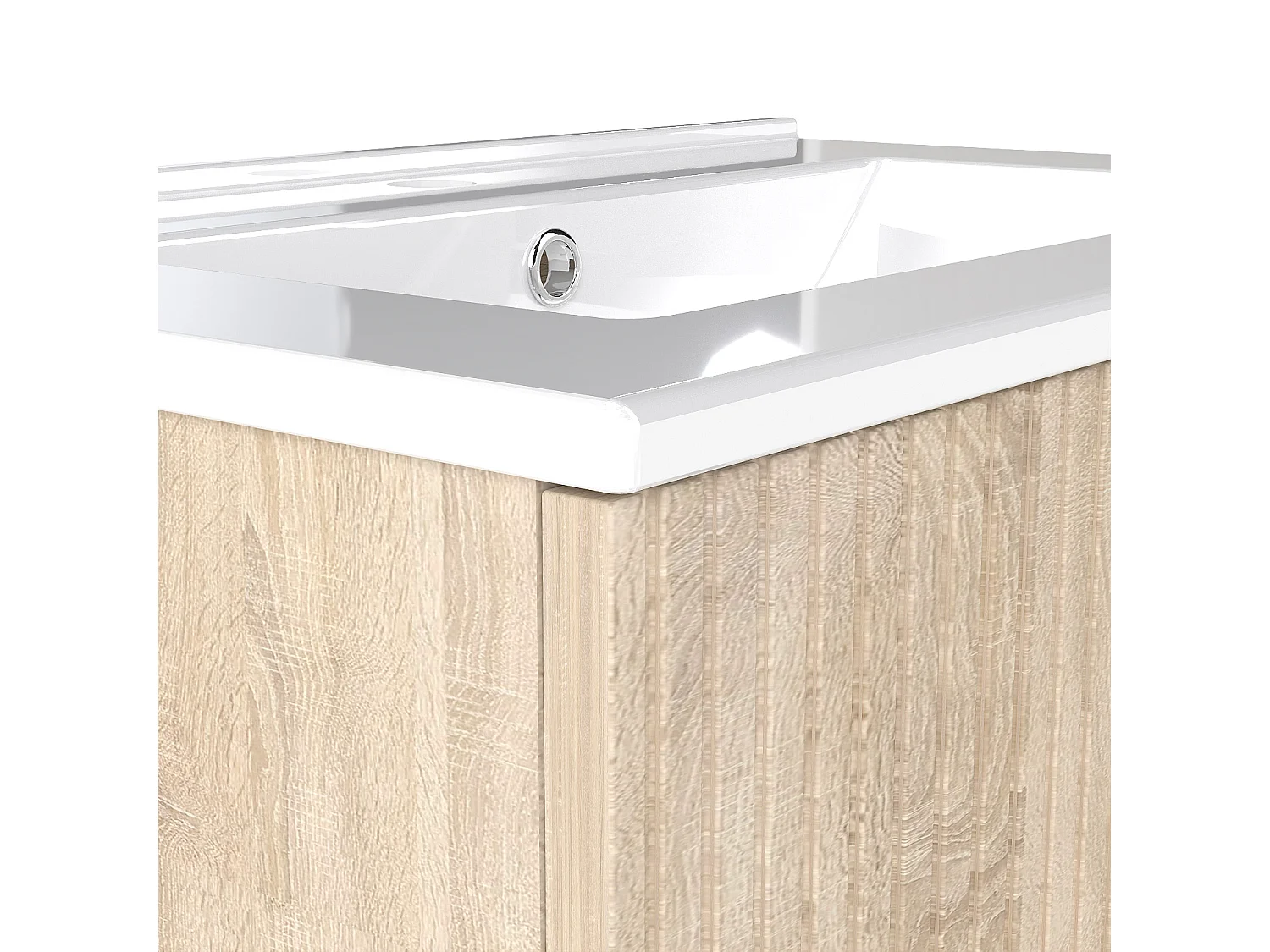 AICA Mueble de Baño con Lavabo,60 x 38.5 x 52 cm, 2 Cajones, Altura 52 cm,Color Roble, Estilo Moderno