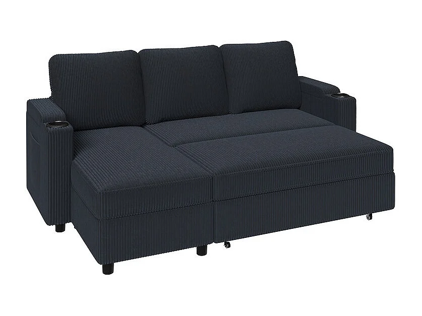 Canapé convertible, canapé d'angle avec rangement, canapé-lit avec accoudoirs 4 places multifonctionnel pour salon, bureau et petit appartement