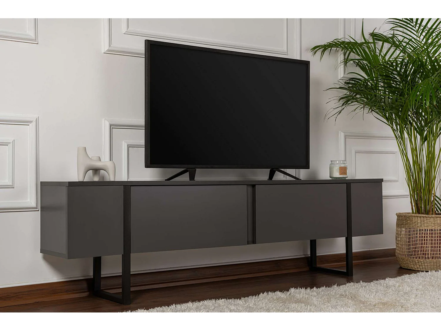 Meuble TV en bois "Serenity" 180 x 30 x 50 cm - Anthracite