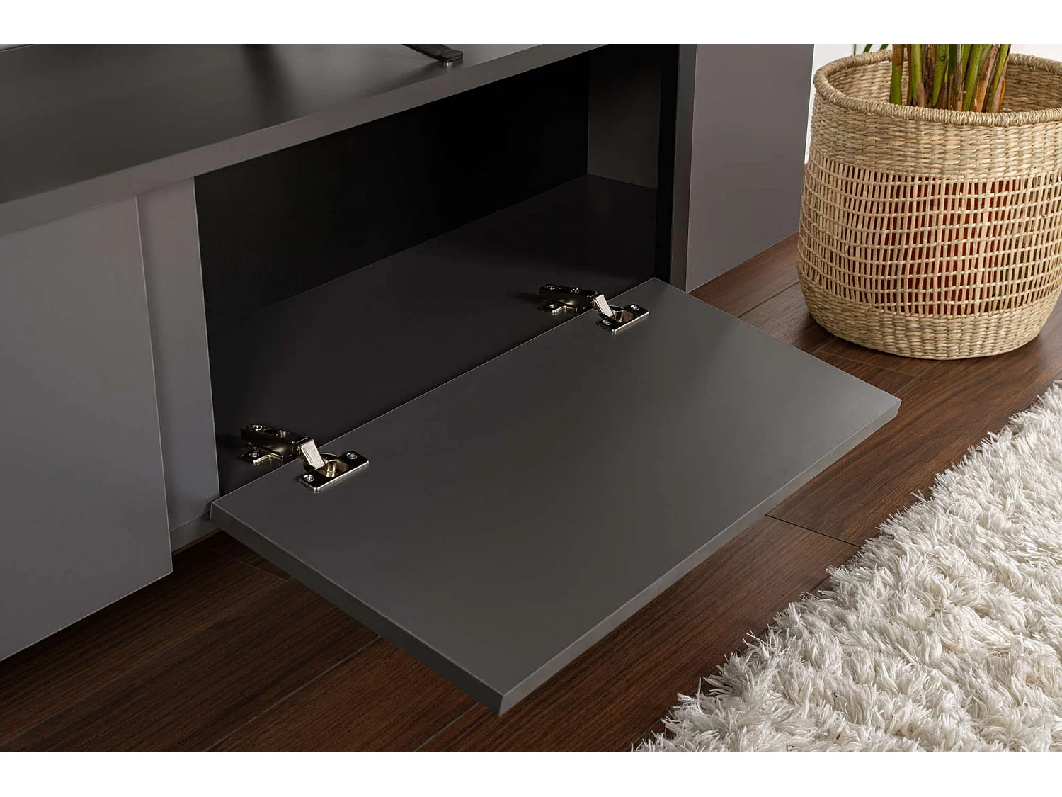 Meuble TV en bois "Serenity" 180 x 30 x 50 cm - Anthracite