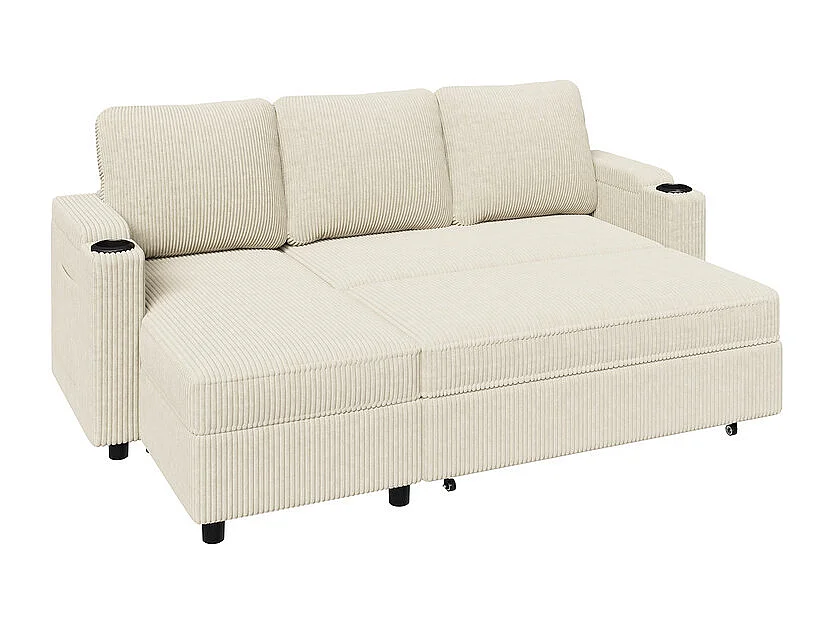 Canapé convertible, canapé d'angle avec rangement, canapé-lit avec accoudoirs 3 places multifonctionnel pour salon, bureau et petit appartement