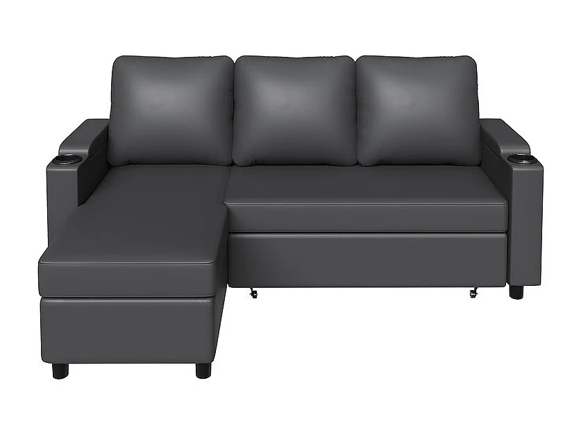 Canapé convertible, canapé d'angle avec rangement, canapé-lit avec accoudoirs 6 places multifonctionnel pour salon, bureau et petit appartement