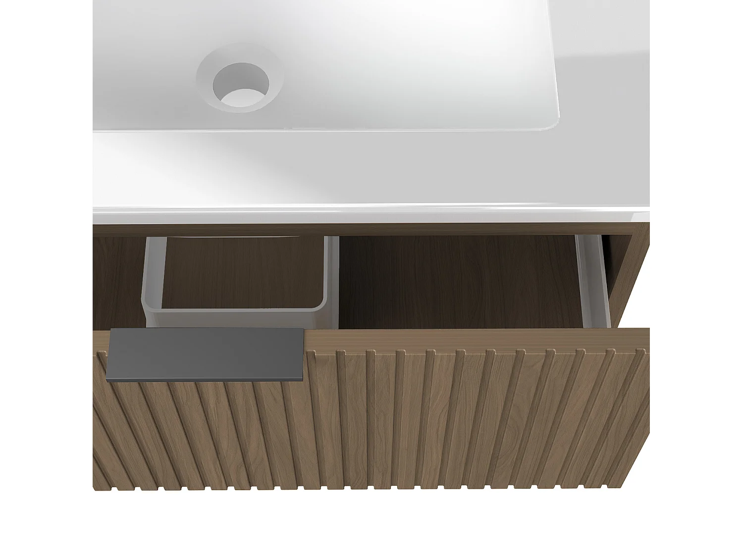 AICA Mueble de Baño con Lavabo,79 x 46 x 52 cm,2 Cajones, Altura 52 cm,Marrón nogal, Estilo Moderno