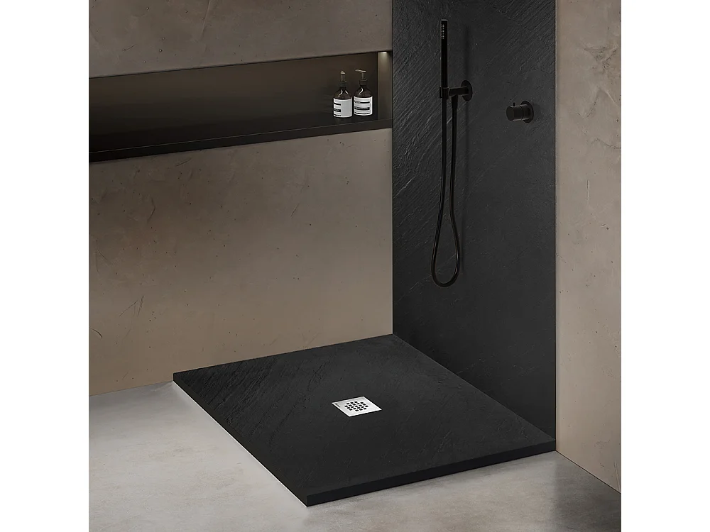 Receveur de douche pierre naturelle graphite noir 80x80 cm
