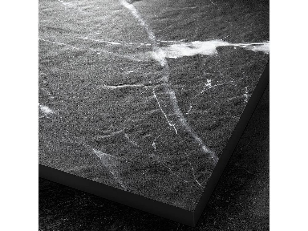 Receveur de douche 150x100 cm en résine effet marbre noir – caniveau linéaire excentré/centré inox noir marbre, siphon ultra-plat + natte étanche