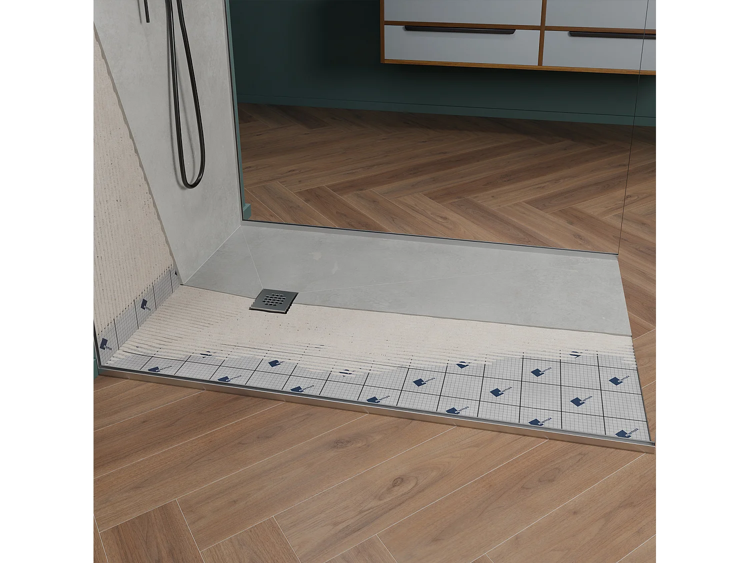 Onbath's receveur de douche  à carreler grille carrée 120x90 cm recoupable