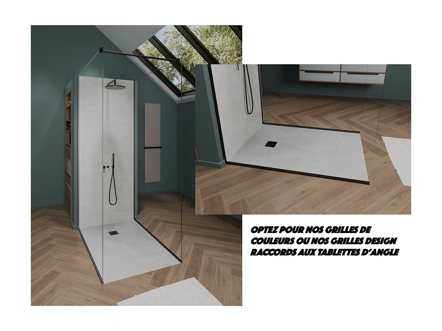 Onbath's receveur de douche  à carreler grille carrée 120x90 cm recoupable