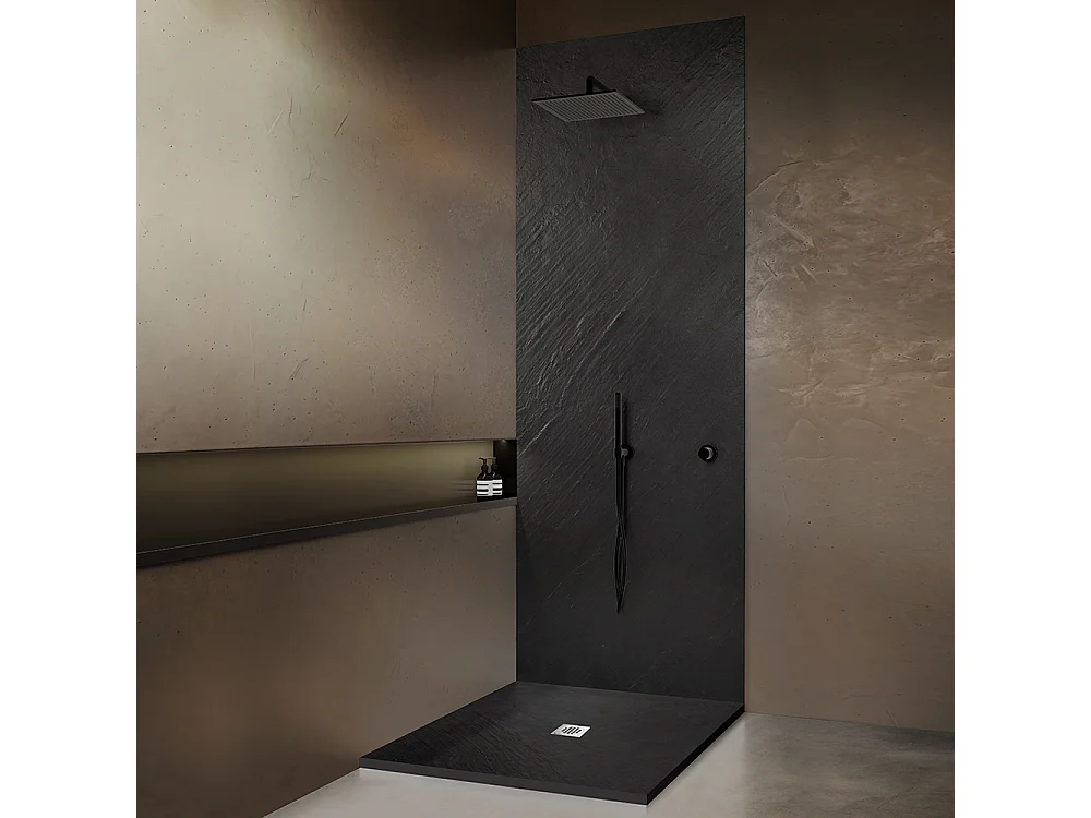 Receveur de douche pierre naturelle graphite noir 100x100 cm