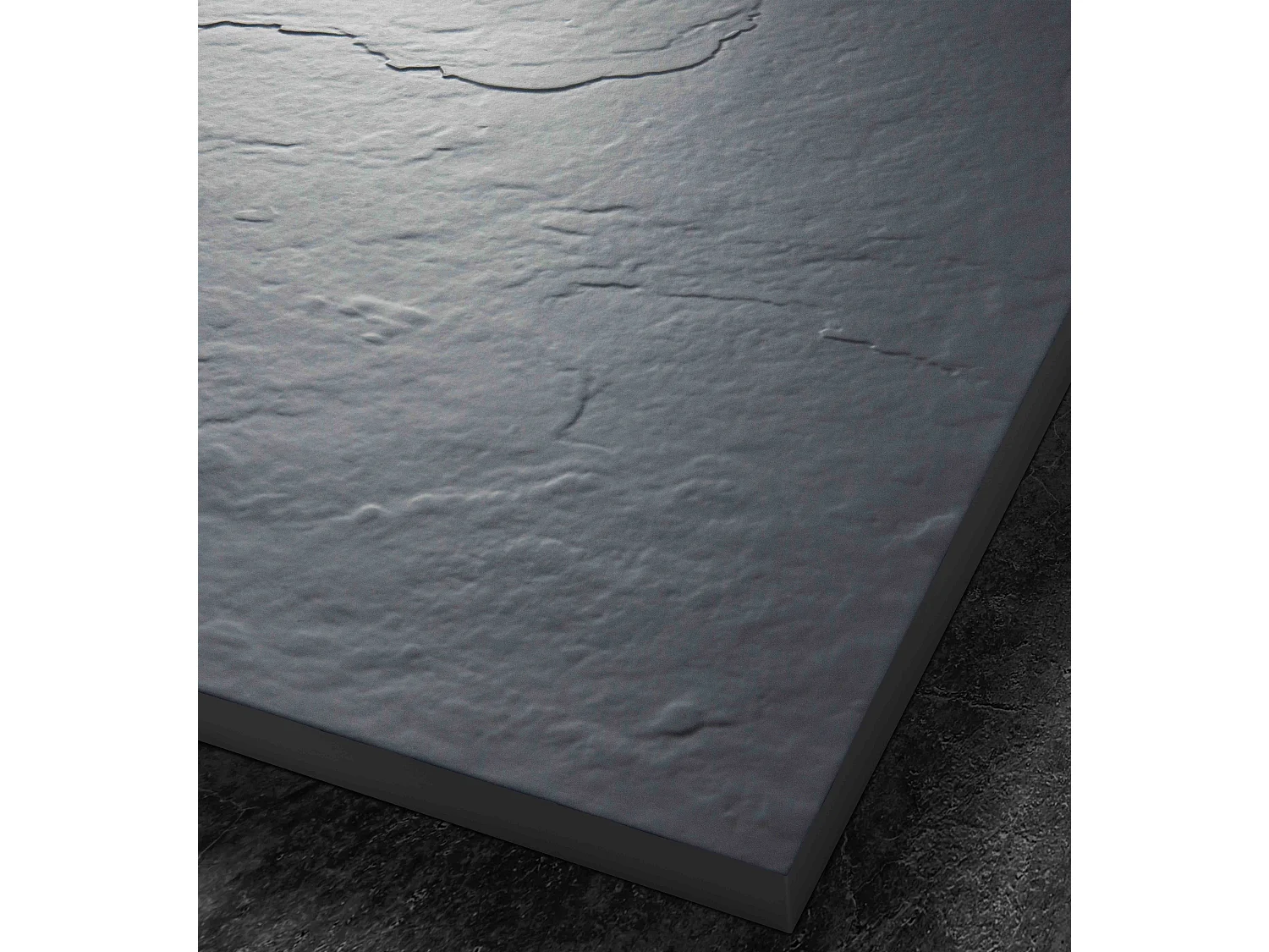 Receveur résine 90x90 cm gris ardoise imitation ardoise - grille caniveau excentrée