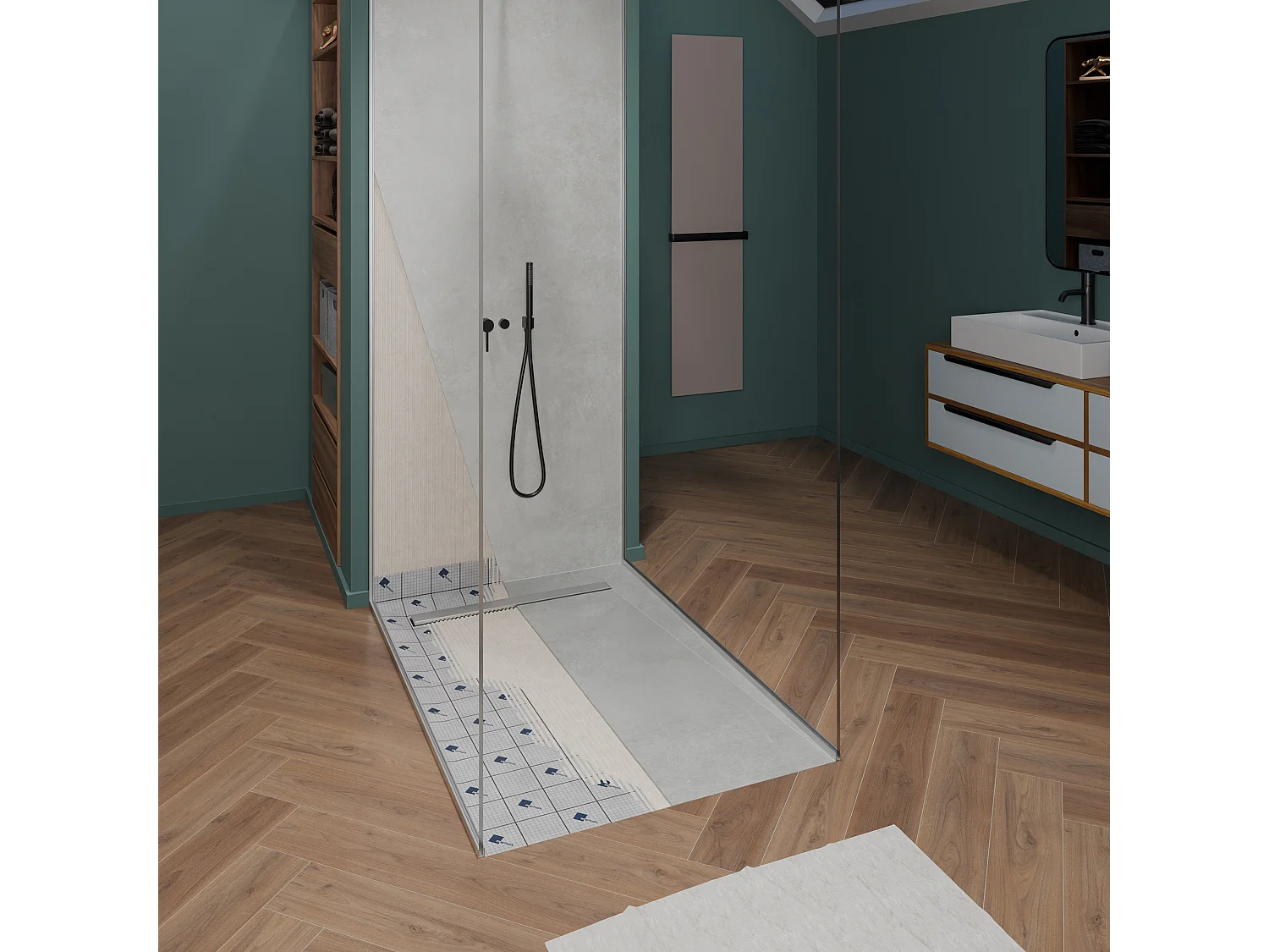 Onbath's bac à douche  à carreler siphon plat 120x80 cm recoupable