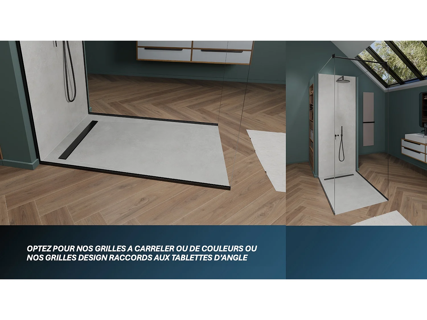 Onbath's bac à douche  à carreler siphon plat 140x90 cm recoupable