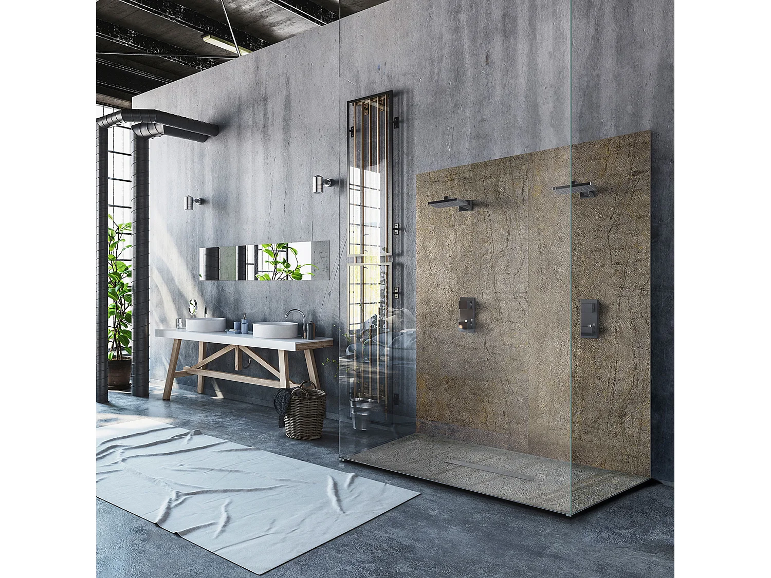 Receveur de douche pierre naturelle ardoise claire 100x80 cm