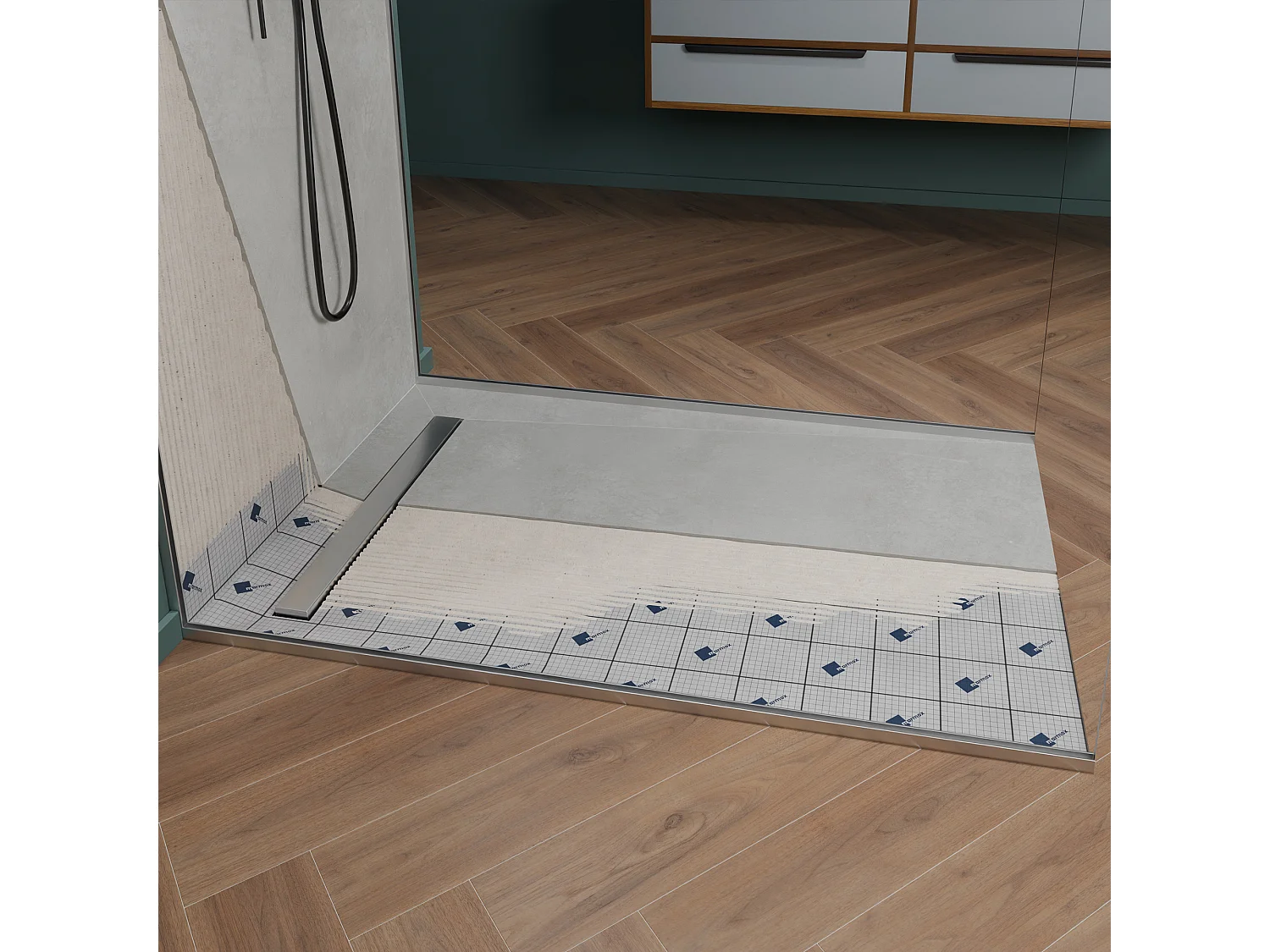 Onbath's bac à douche  à carreler à caniveau 120x120 cm recoupable