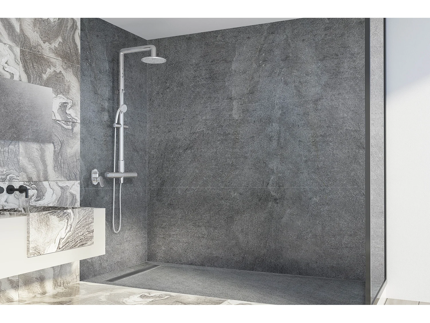 Receveur de douche pierre naturelle rocher de mer 200×100 cm