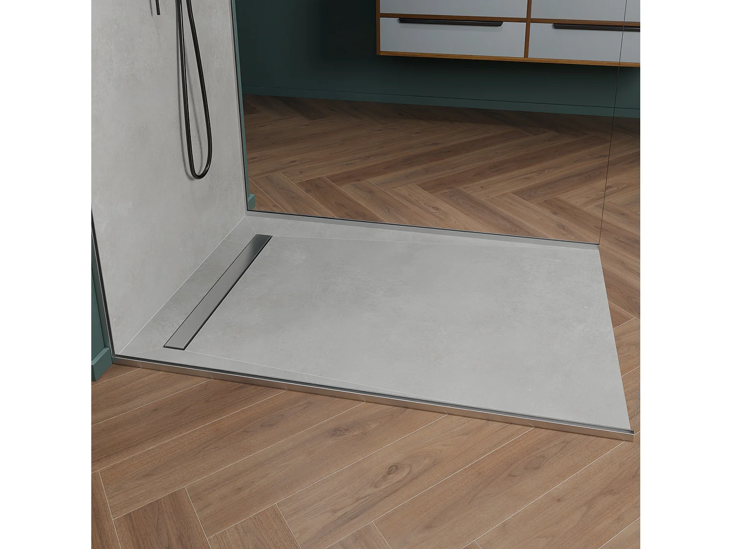 Onbath's bac à douche  à carreler siphon plat 150x100 cm recoupable