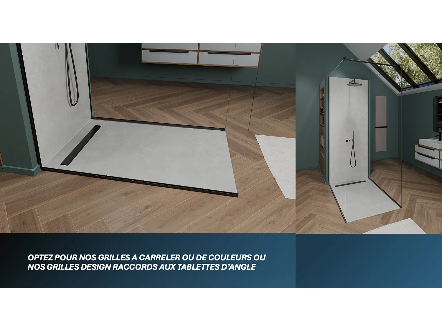 Onbath's receveur de douche  à carreler mono pente 185x100 cm recoupable