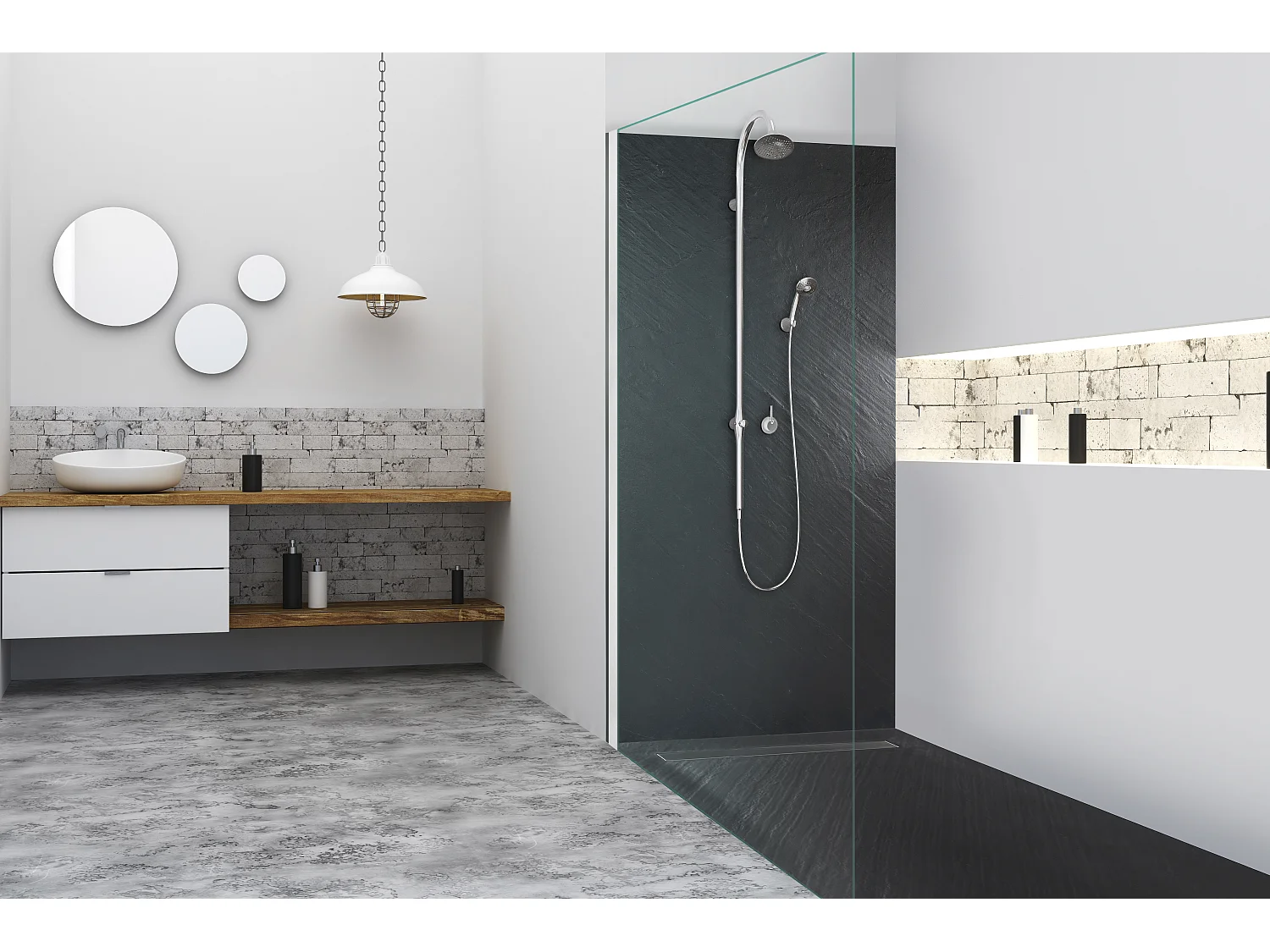 Receveur de douche pierre naturelle graphite noir 200×100 cm