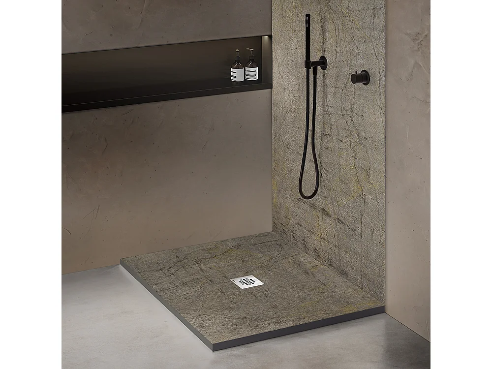 Receveur de douche pierre naturelle ardoise claire 80x80 cm