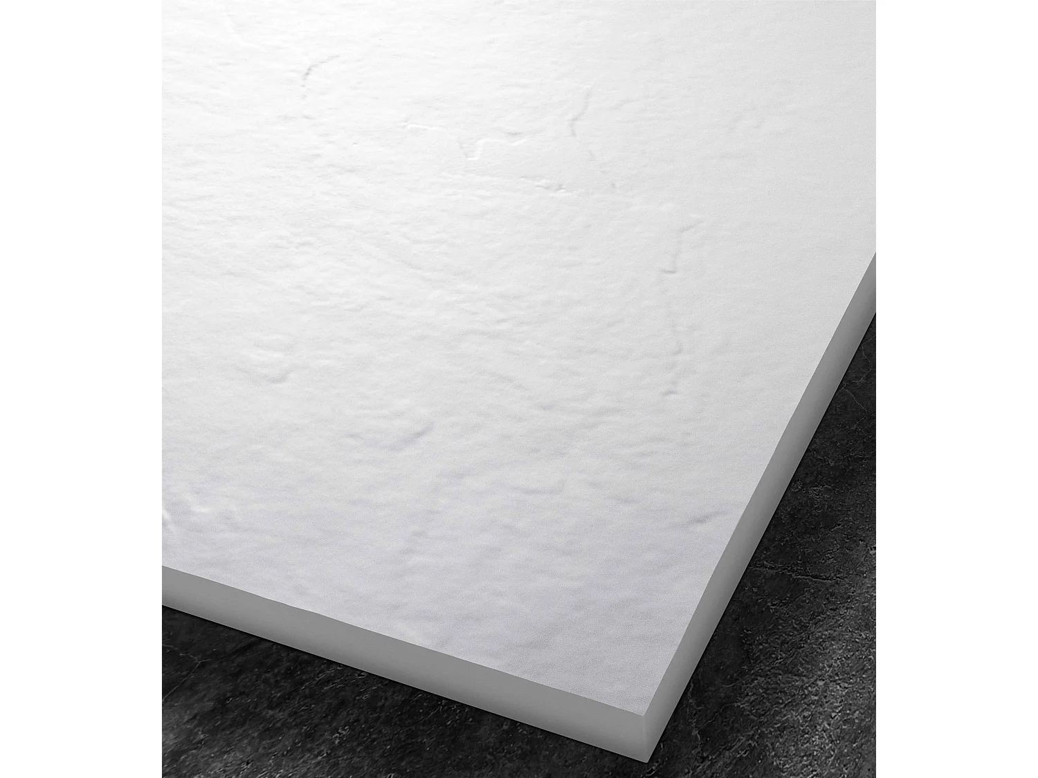 Receveur résine 140x90 cm blanc imitation ardoise - grille caniveau excentrée