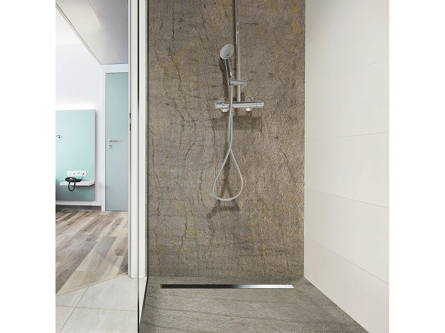 Receveur de douche pierre naturelle ardoise claire 100x100 cm